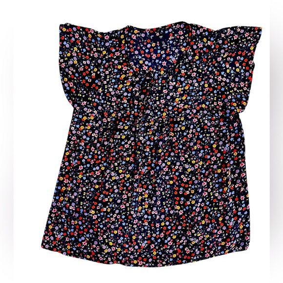 Gap Navy blue floral print blouse. Cap sleeve size M - Picture 1 of 7